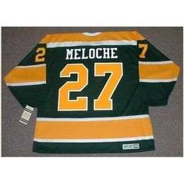 Nik1 Custom Men Youth women Nik1 tage #27 GILLES MELOCHE California Golden Seals 1972 CCM Hockey Jersey Size S-5XL or custom any name or number