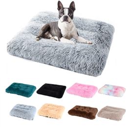 Long Plush Dog Bed Square Dog Mat Pet Cushion Blanket Soft Fleece Cat Cushion Puppy Chihuahua Sofa Mat Pad For Small Large Dogs 220523