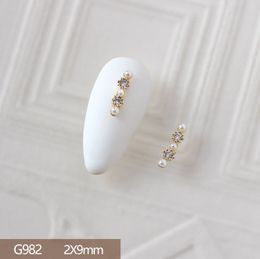 10pcs G982 Luxury Strip 3D Alloy Nail Art Zircon Metal Pearl Manicure Nails Supplies Accessories DIY Nail Decorations Charms