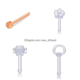 navel bell button rings body Jewellery piercing newdhbest beidien 60pcs combination set acrylic transparent curved straight rod nose nails punch