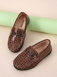 Toddler Boys Croc Embossed Chain Decor Stitch Detail Loafers SHE