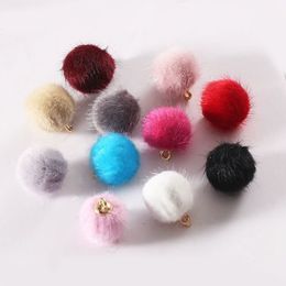 1.6CM Small Round Imitation Rabbit Fur Ball Handmade Pom Pom Charm Earring Finding DIY Jewellery Making Women Pendent Keychain Necklace Earrings Accessories