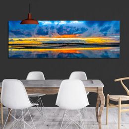 Colorful Sky Clouds Posters City Canvas Painting Tiger Beach Bridge Snow HD Pictures Wall Art For Living Room Bedside Home Decor