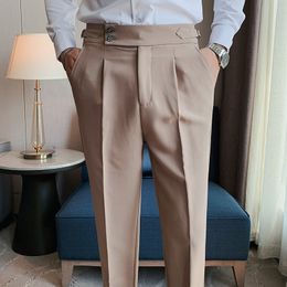 British Style Men Naples Draped High-waist Trousers High Quality Solid Colour Business Formal Pants Male Office Social Suit Pants