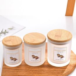 Candle Holders Cup Environmentally Soybean Candle Glass Bottle with Bamboo Lid Scented Candles birthday Jars Decoracion SN4481