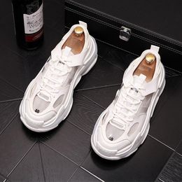 2022 Fashion Men White Breathable Lace Up Dress Party Shoes Platform Trend Casual Comfortable Black Loafers Designer Mens Chunky Sneaker