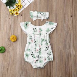 Lovely Newborn Baby Girl Bodysuit Flamingo Clothes Ruffle Short Sleeve O-neck Jumpsuit Summer Outfit G220521