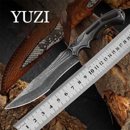 Defensive Tactical Knife Damascus Outdoor Survival Knives Camping Hunting Tools Camping Tool Collection for Gift