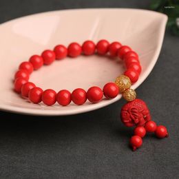 Beaded Strands Natural Genuine Red Jasper Round Semi-precious Stones Cinnabar Beads Bracelet For Women Men Yoga Jewelry Gifts Kent22