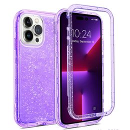 For Iphone 14 14 Pro Max Phone Cases Luxury Glitter Three Layers Heavy Duty Shockproof Protection Case