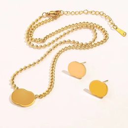 -Colar de marca de moda cor de ouro de aço inoxidável duplo g colares femininos brinco de designer garanhões c037x