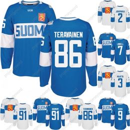 CeoMit 2016 World Cup of Hockey Finland Team Jersey LEHTERA KOIVU LINDELL MAATTA BARKOV JOKIPAKKA TERAVAINEN Custom Men Women Youth Hoceky Jerseys