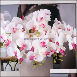 Decorative Flowers Wreaths Festive Party Supplies Home Garden 7 Heads Silk Orc Phalaenopsis Wedding Floral Bouquet Artificial Plants Fake