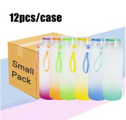 Local Warehouse 17oz Sublimation Glass Tumbler with Silicone Handle Thermal Transfer Water Bottle Gradient Drinking Cup Small Pack A02