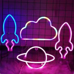 Christmas Gift Custom Neon Signs For Wall Decor Bar Colour Gaming Bedroom Garage Game Nursery Kid Room Planet Lights 220615