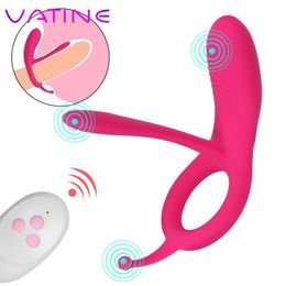 VATINE 10 Speed Remote Cock Ring Clitoral Stimulator sexy Toys For Couples Penis Rings Vibrator for Men Prostate Massager
