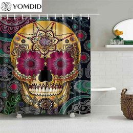 Cartoon Shower Curtains Skull Design Custom Bathroom Curtain Waterproof Ecofriendly Polyester Fabric MultiSize Shower Curtains 210402