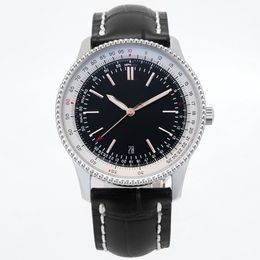 Mens Watches Quartz Movement41mm White Watch Folding Clasp Rubber Strap Sapphire Waterproof Design Chronograph Wristwatch
