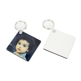 Sublimation Blank Square Keychain Pendant Double Sided Heat Transfer Personality Key Chain MDF Keyring DIY Gift