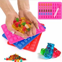Bear Moulds BPA Free Food Grade Silicone Gelatin Gummy Kitchen Baking Moulds Candy Jelly Chocolate Cookie Moulds with Droppers 50 Holes