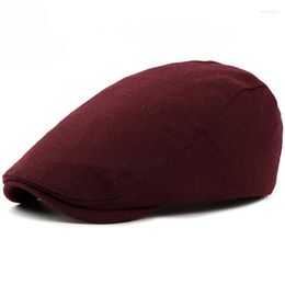Berets 2022 Autumn Winter Hats For Women Plain Solid Black Grey Flat Cap Fashion Wool Cabbie Gastby Ivy Hat Western Men Beret Delm22