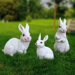 S /L Home Garden Decoration Outdoor Resin Bunny Rabbit Figurines Ornament Garden Art Animal Figurines House Gardening Decor T200117