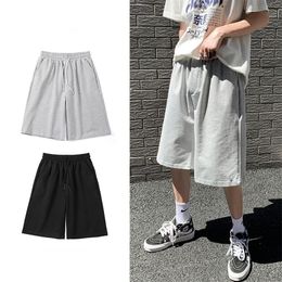 Straight Casual Shorts Men Clothing Summer Korean Oversized Solid Colour Simple Drawstring Baggy Male Sweatpants 220715