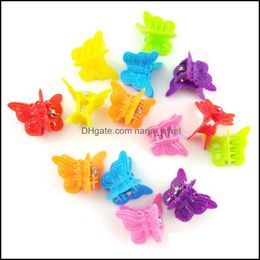small butterfly clips Canada - Clamps Hair Jewelry Mixed Color Butterfly Mini Hairclips Childrens Small Clip Grip Claw Barrettes Accessories Drop Delivery 2021 J3Zyo