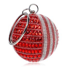 Evening Bags Round Pearl Beaded Women's Beads Clutch Handmade Wedding Red Gold Diamonds Purse Party BagsEvening