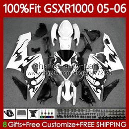 Injection Mould Bodys For SUZUKI GSXR1000 GSXR 1000 CC K5 GSX-R1000 2005-2006 Bodywork 122No.56 Black flames 1000CC GSXR-1000 05 06 GSX R1000 2005 2006 OEM Fairing Kit