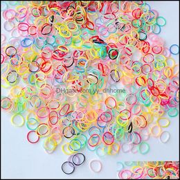 Hair Rubber Bands Jewellery 3000Pcs/Set Solid Colour 1Cm Width Baby Tie Elastic Ring For Children Kids Gir Dhmeo