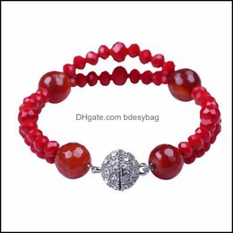 Beaded Strands Bracelets Jewelry Beaded Crystal With Bracelet Candy Color For Friends Woman Jewellerybeaded Drop Delivery 202 Dhjgu