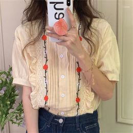 Women's Blouses & Shirts Alien Kitty 2022 Stylish Femme Ruffles Strand High Street Florals Retro Gentle Summer Girls Sweet Chic Prom Lady To