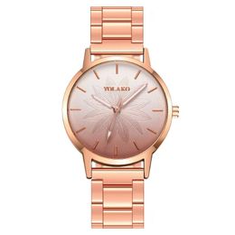 Wristwatches Fashion Round Quartz Gradation Colour Dial Casual Wrist Watch Stainless Strap Fashionable Clock Waterproof Wristwatch For Women