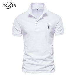 Summer Short Sleeve T shirt Men s Fawn Embroidery Polo Shirt Mens Solid Colour Casual Tops Breathable Clothing US Size 220714