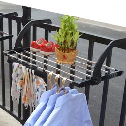 Hangers & Racks Stainless Steel Drying Shoe Rack Folding Towel Window Laundry Balcony Clothes Diaper Dryer Storage