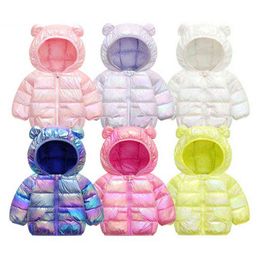 Autumn And Winter New Cartoon Children Down Cotton Quilted Jacket With Bright Surface For Boys And Girls Hooded Jacket J220718