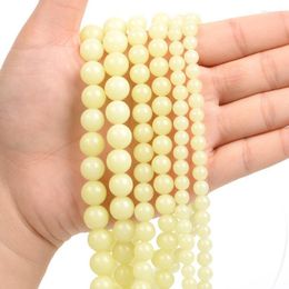 Other 1Strand/Lot6/8/10mm Natural Stone Yellow Luminous Round Beads Loose Spacer Bead For Jewellery Making DIY AccessoriesOther Edwi22
