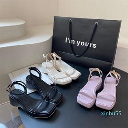 Sandals Women Fashion Wedge Heel Platform Slipper Ladies Elegant Ankle Strap Sandal Shoes Outdoor Pumps Summer