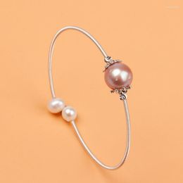 Charm Bracelets Natural Freshwater Pearls Silver Plated Bangles Handmade Edison Beads Men Fashion JewelryCharm Inte22