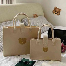 Evening Bag Felt Bear Tote Women's Minority Design Multi Purpose Simple Large Capacity Handbag 0805