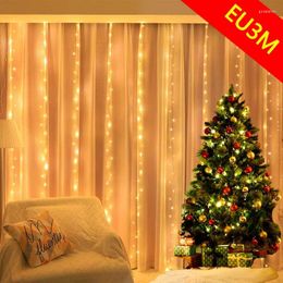 Strings LED Curtain Icicle String Lights EU Christmas Fairy Decoration Street Garland Festoon Light Year 2023LED