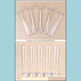 Gift Wrap Event Party Supplies Festive Home Garden 70Ml Empty Plastic Candy Bottle Pet Clear Test Tube With Screw Aluminium Cap For Milk T