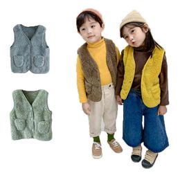 Autumn Girls Warm Vest Fashion Spring Baby Boys Vest Costume Children Outerwear Vests Children Clothes Plush Cotton Jackets Vest J220718