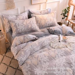 Bedding Sets KOTUDENAVY 2024 Carved Velvet Coral Four-piece Thickened French Double-sided Milk Bed Sheet Quilt Cover