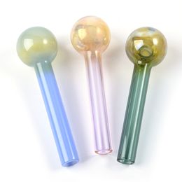 Spoon Style Pyrex Mixed Colors Glass For Water Bongs Oil Burner Pipe Straight Tube Hand Pipes Mini Oil Dab Rigs Smoking Accessories Tools SW128