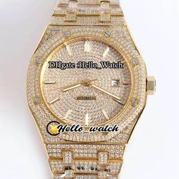 TWF New 15202BC.ZZ.1241BC.01 A3120 Automatic Mens Watch Stick Mark Gypsophila Dial Two Tone 18K Yellow Gold Diamonds Bracelet Hello_Watch