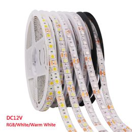 Strips LED Strip Light 60Leds/m Flexible Ribbon Tape Diode 12V White/Warm White Stripe String IP65 Waterproof LightLED StripsLED