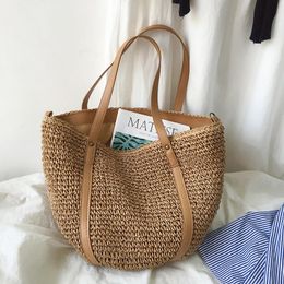 Evening Bags Bohemian Hand-woven Women's Shoulder Handbag 2022 Summer Fashion Straw Beach Tote Bag Travel Shopper Weaving Shopping BagsE