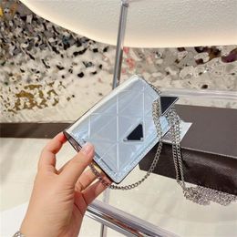 Purse Mobile Phone Bag Mini rhombic chain mirror paint silver small square bag triangular diagonal cross zero wallet clearance sale